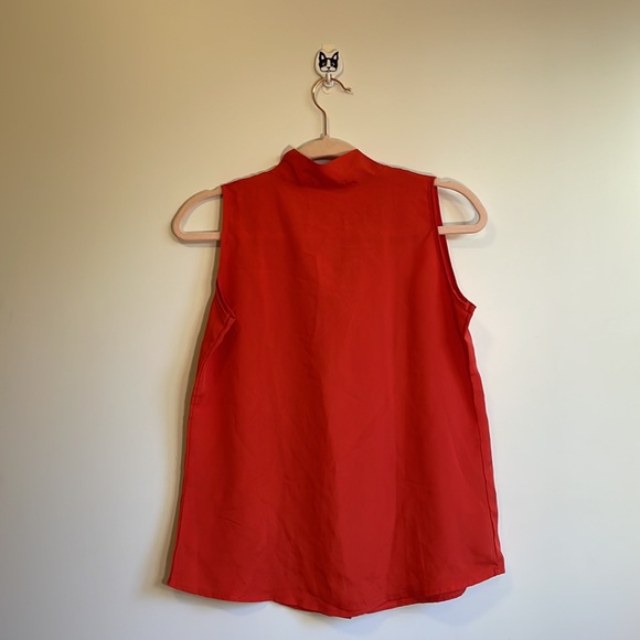 Vintage Orange Swing Sleeveless Blouse with Tie size XS - Picture 6 of 6